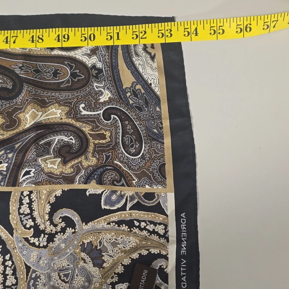 Adrienne Vittadini Gold and Black Paisley Silk Scarf - Picture 9 of 9
